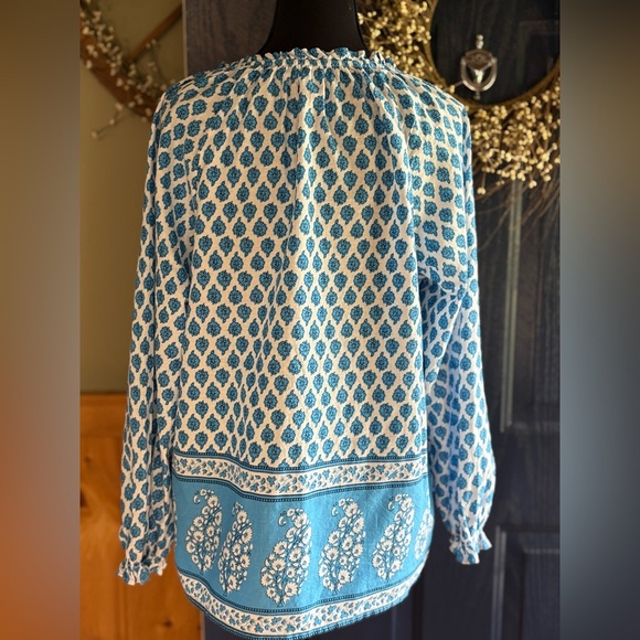 J. Crew Blue and White Patterned Blouse Size Small - Picture 4 of 11